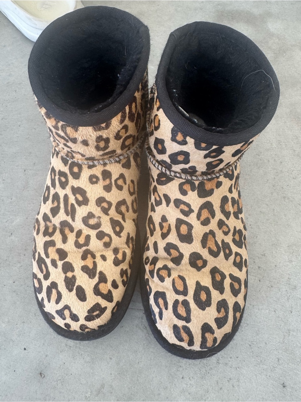 UGG Women's Leopard Print Short Boots in Tan and Black